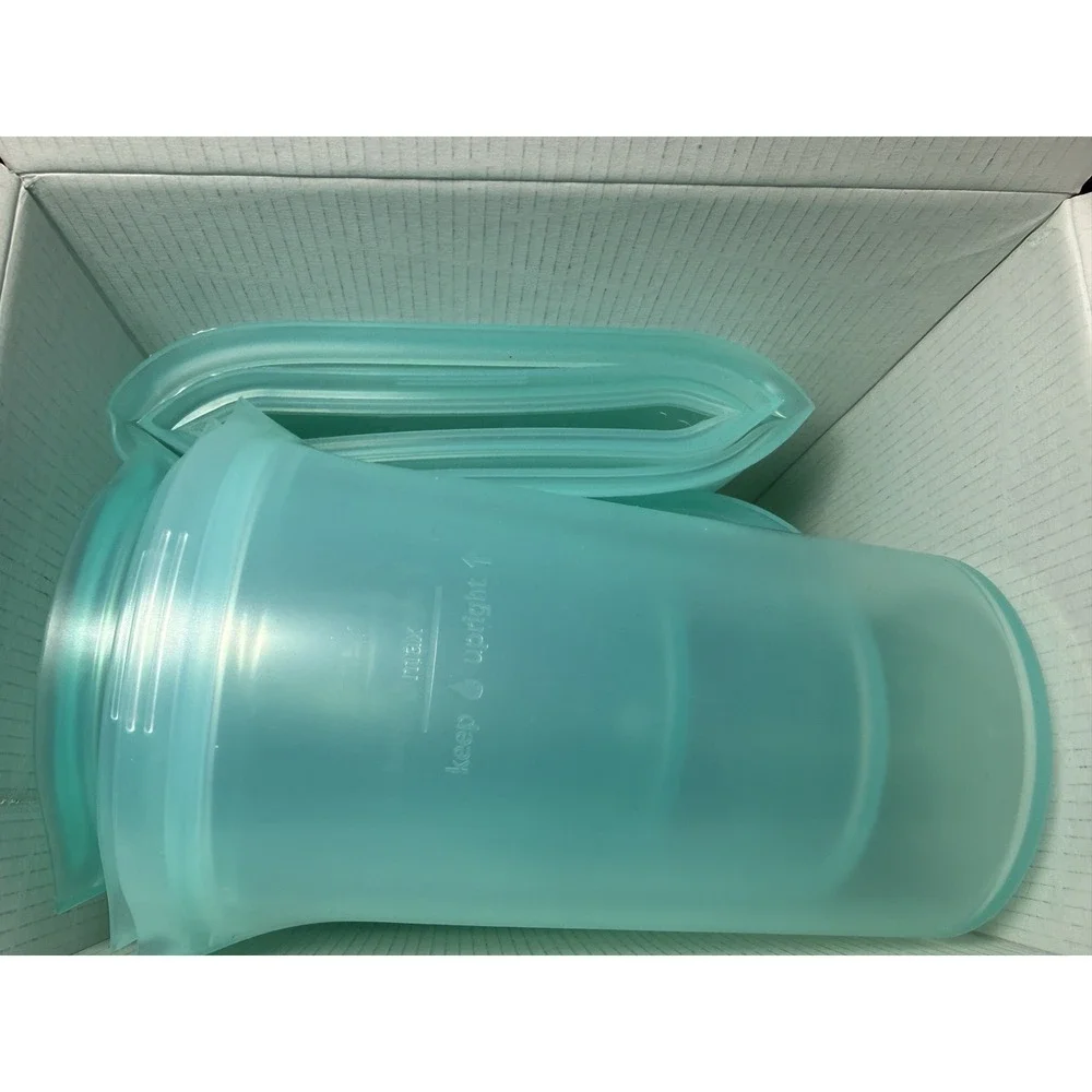 Zip Top Reusable Food Storage Bags |Full Set of 10 [Blue] Silicone Containers